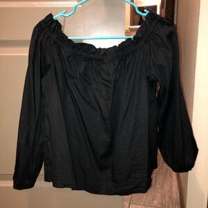 Off the shoulder long sleeve black top
